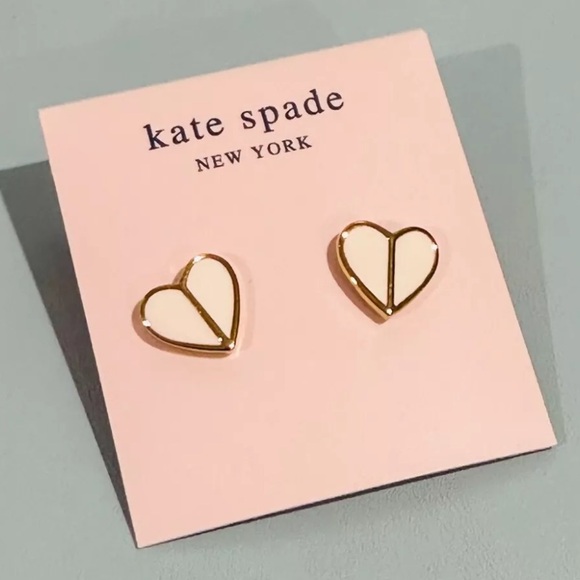 kate spade Light Pink with Gold Outline Heart Shaped Post Earrings - Picture 4 of 4